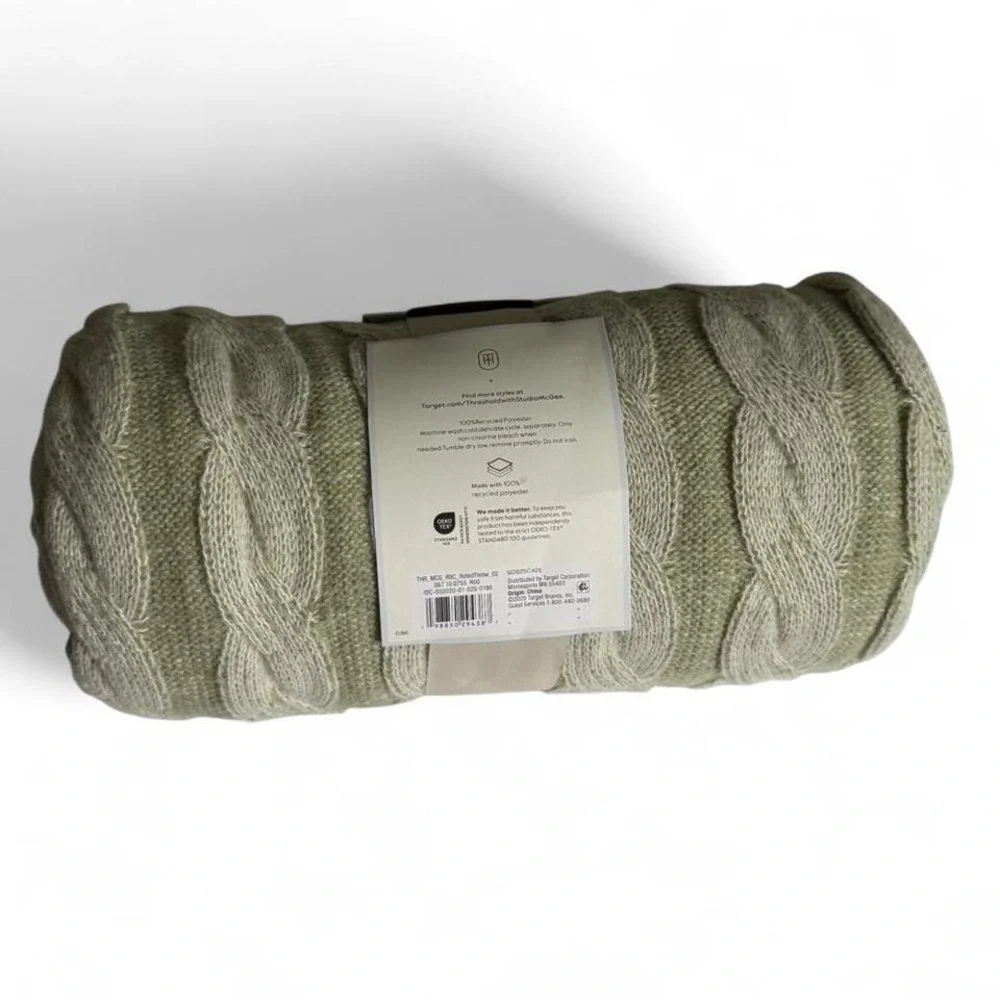NEW Studio McGee Threshold Twisted‎ Cable Throw Blanket Green